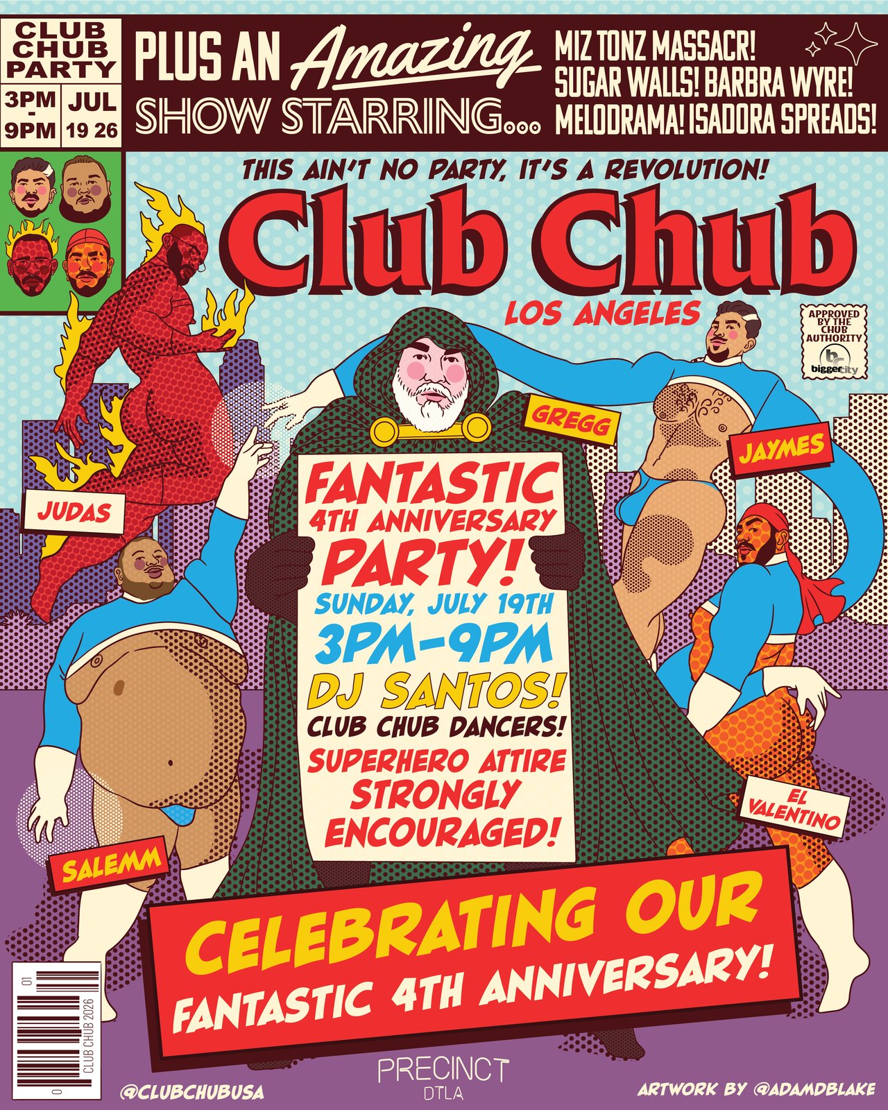 Club Chub Los Angeles Fantastic 4th Anniversary Party β event flyer